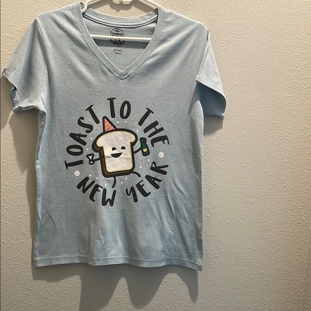 Blue Short Sleeve Tee with Minimalist Graphic